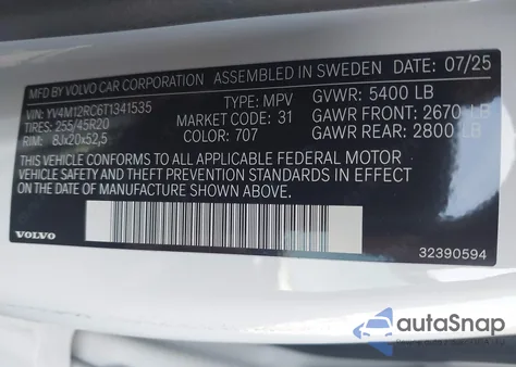 2026 Volvo Xc60 B5 Plus from USA, damaged, VIN YV4M12RC6T1341535